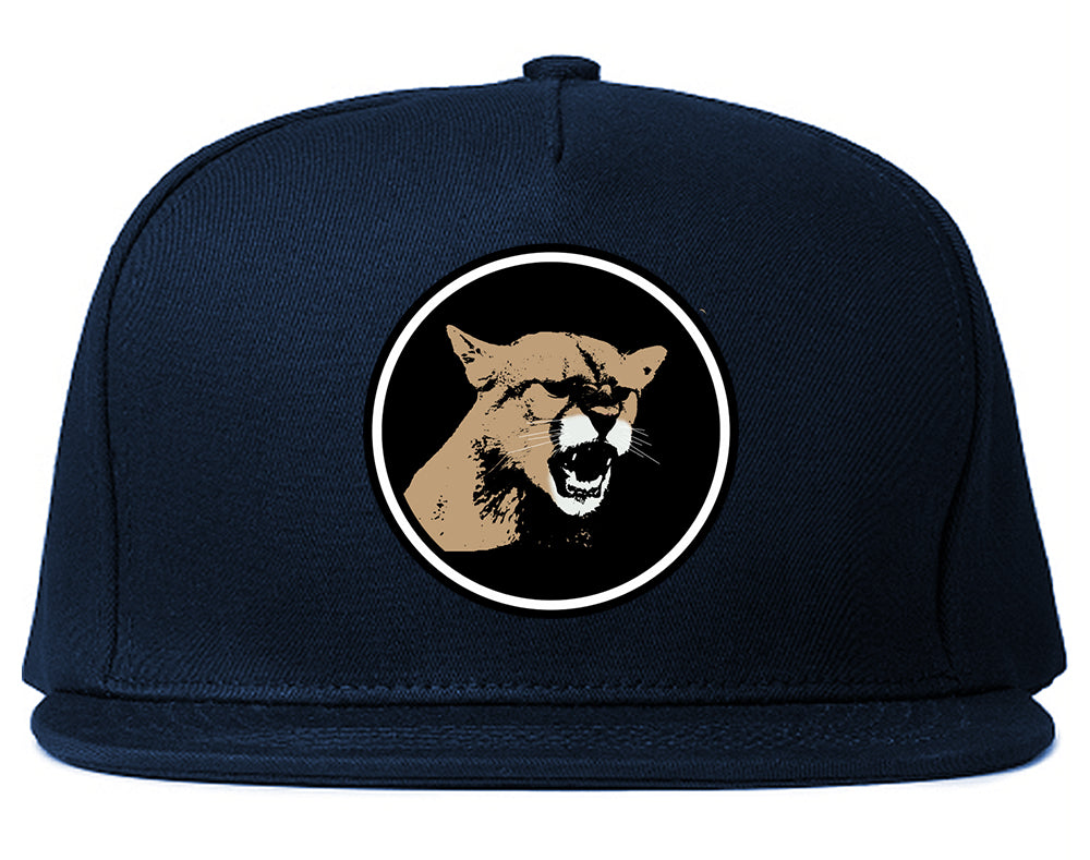 Angry Cougar Chest Snapback Hat Blue