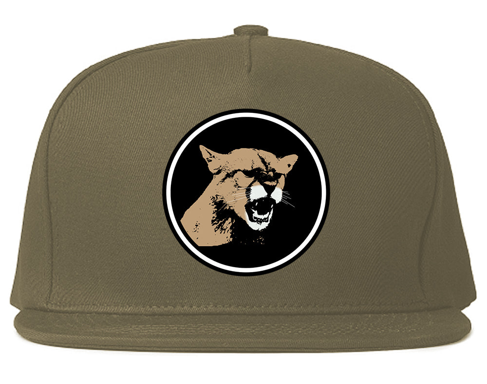 Angry Cougar Chest Snapback Hat Grey