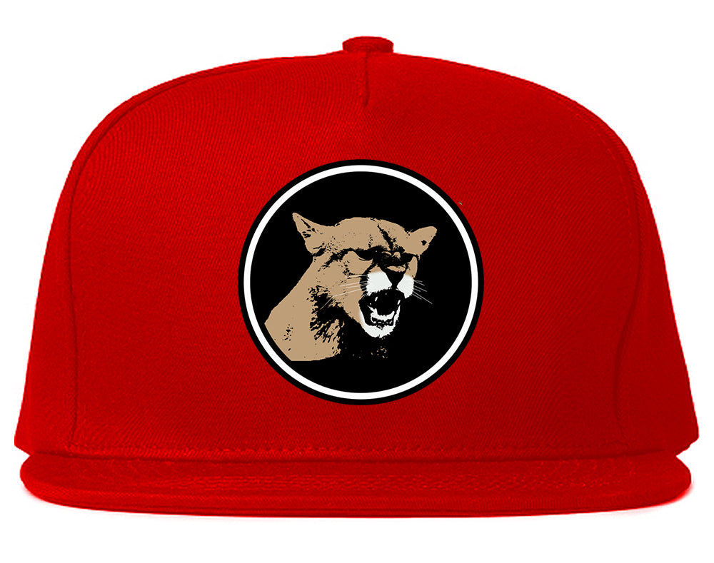 Angry Cougar Chest Snapback Hat Red