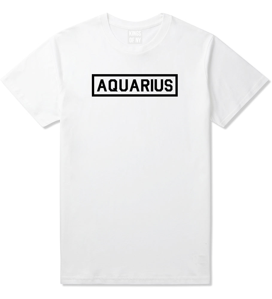 Aquarius Horoscope Sign Mens White T-Shirt by KINGS OF NY
