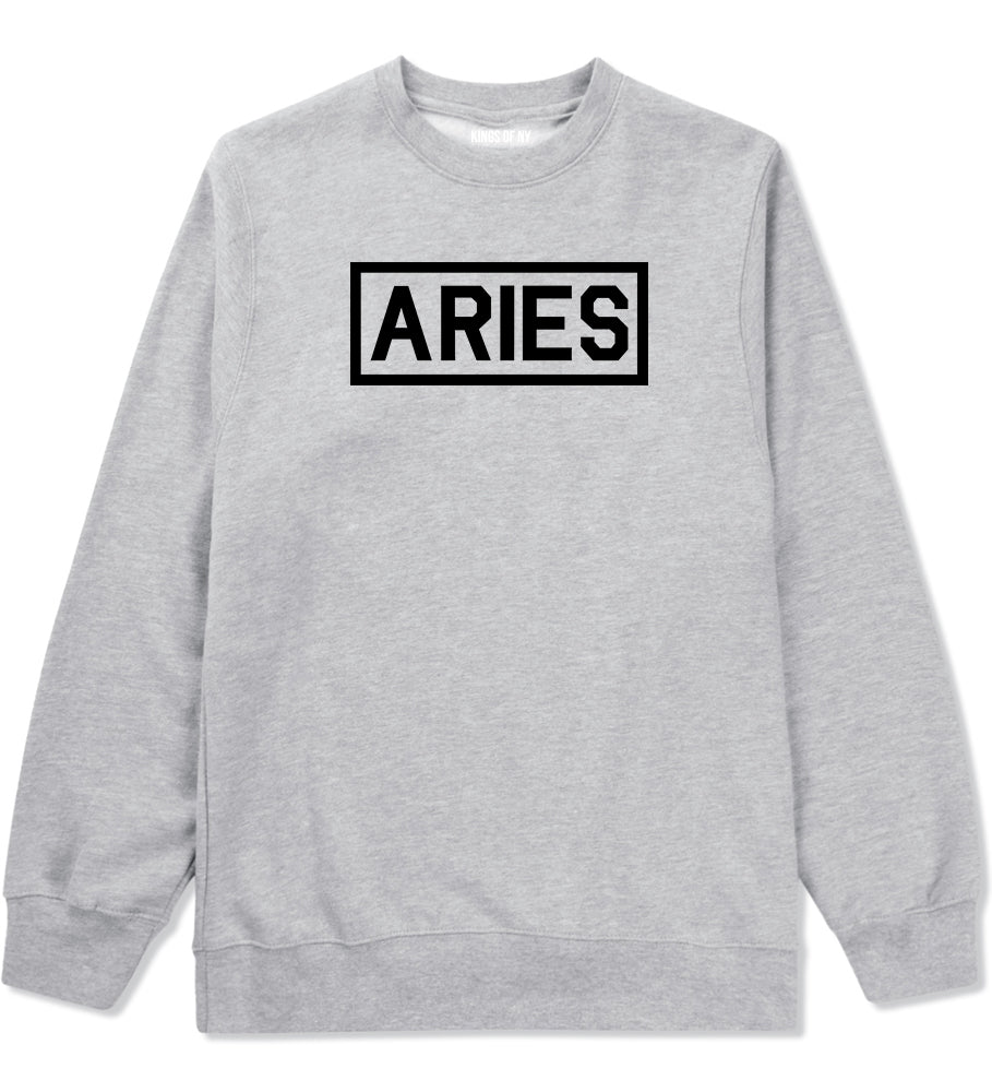 Aries Horoscope Sign Mens Grey Crewneck Sweatshirt by KINGS OF NY