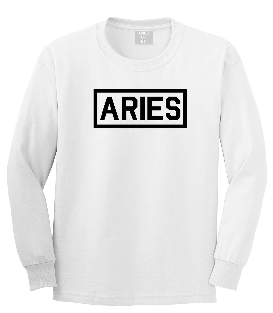 Aries Horoscope Sign Mens White Long Sleeve T-Shirt by KINGS OF NY