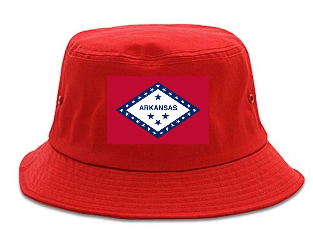 Arkansas State Flag AR Chest Mens Bucket Hat Red
