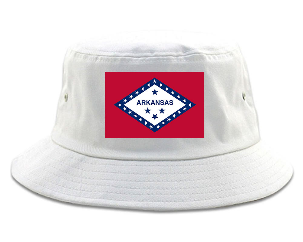 Arkansas State Flag AR Chest Mens Bucket Hat White