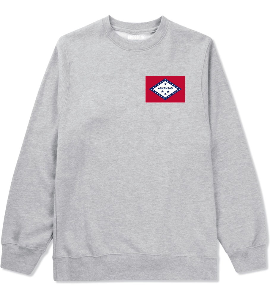 Arkansas State Flag AR Chest Mens Crewneck Sweatshirt Grey