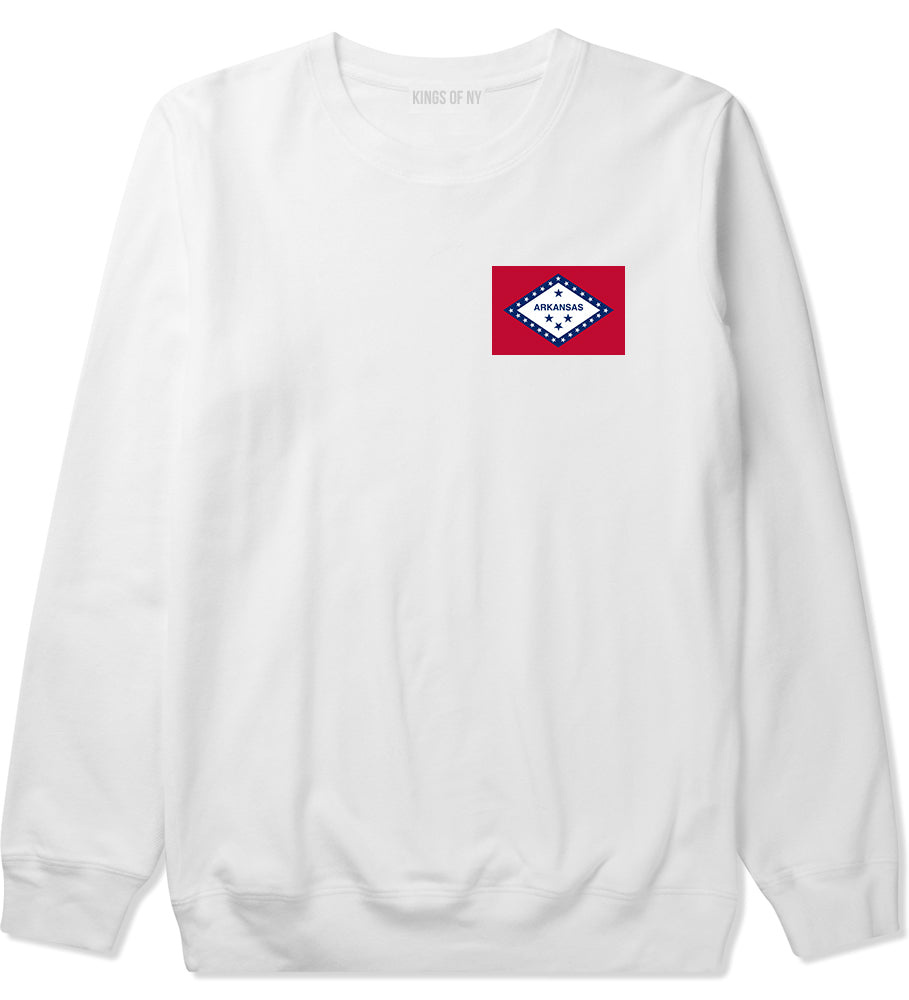 Arkansas State Flag AR Chest Mens Crewneck Sweatshirt White