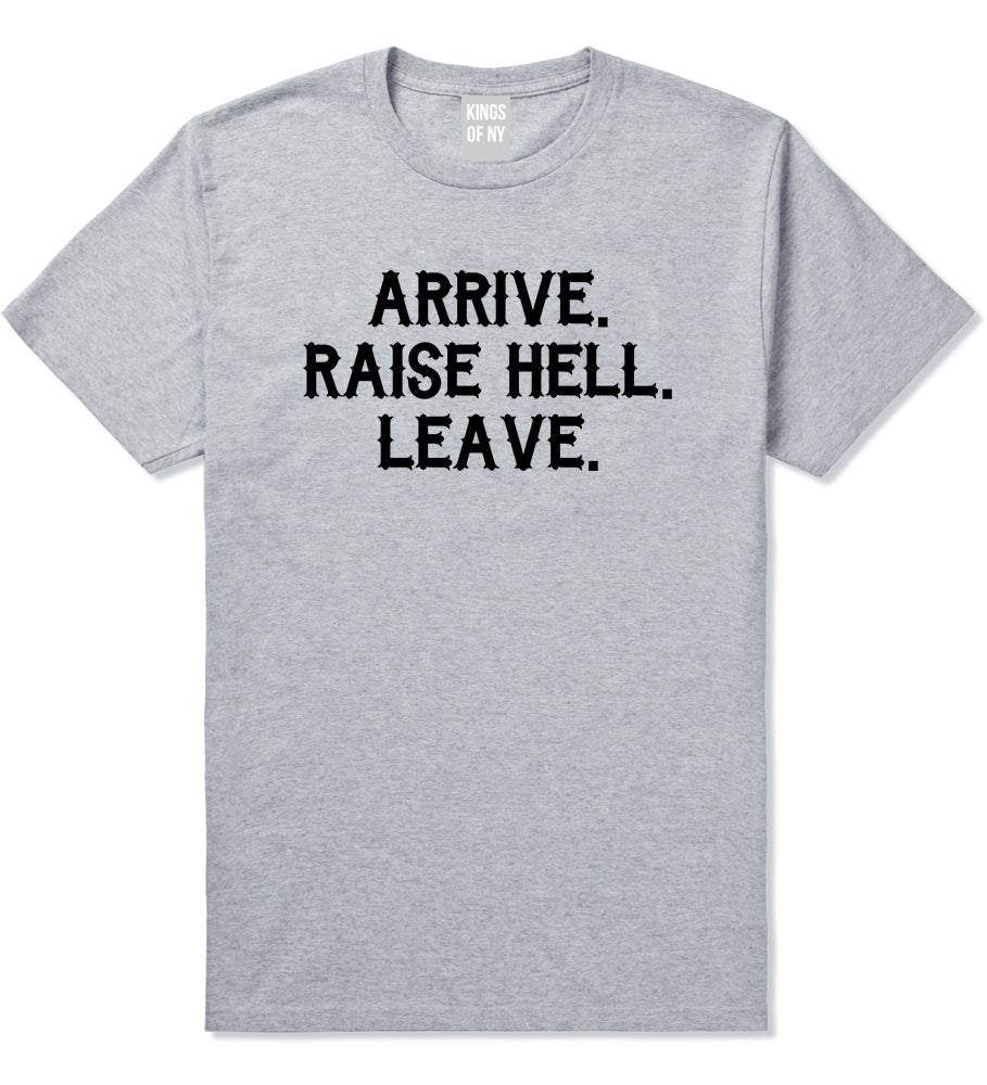 Arrive Raise Hell Leave Mens T-Shirt Grey