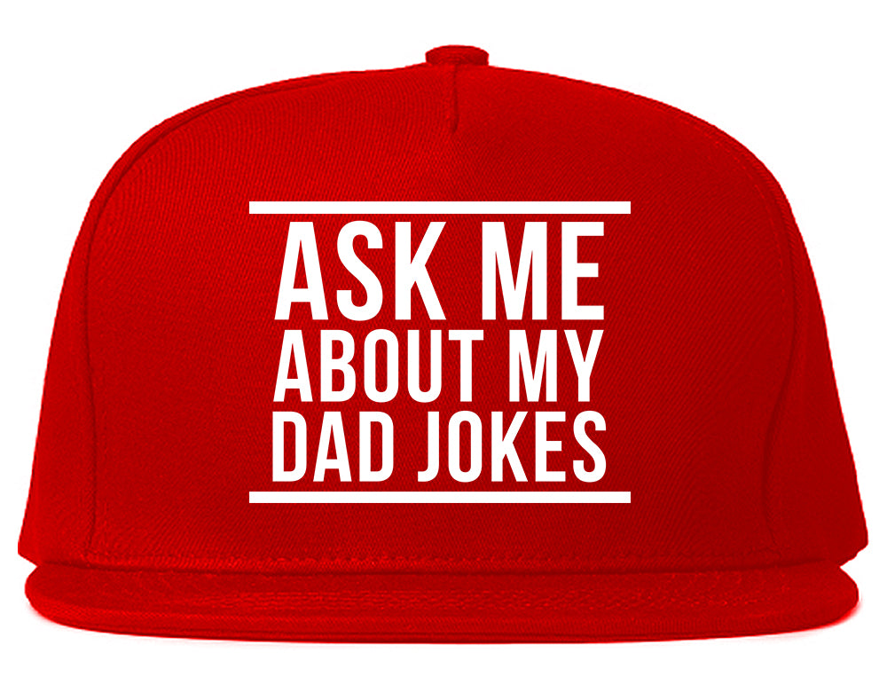 Ask Me About My Dad Jokes Mens Snapback Hat Red