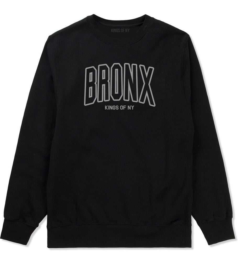 BRONX College Outline Mens Crewneck Sweatshirt Black by Kings Of NY