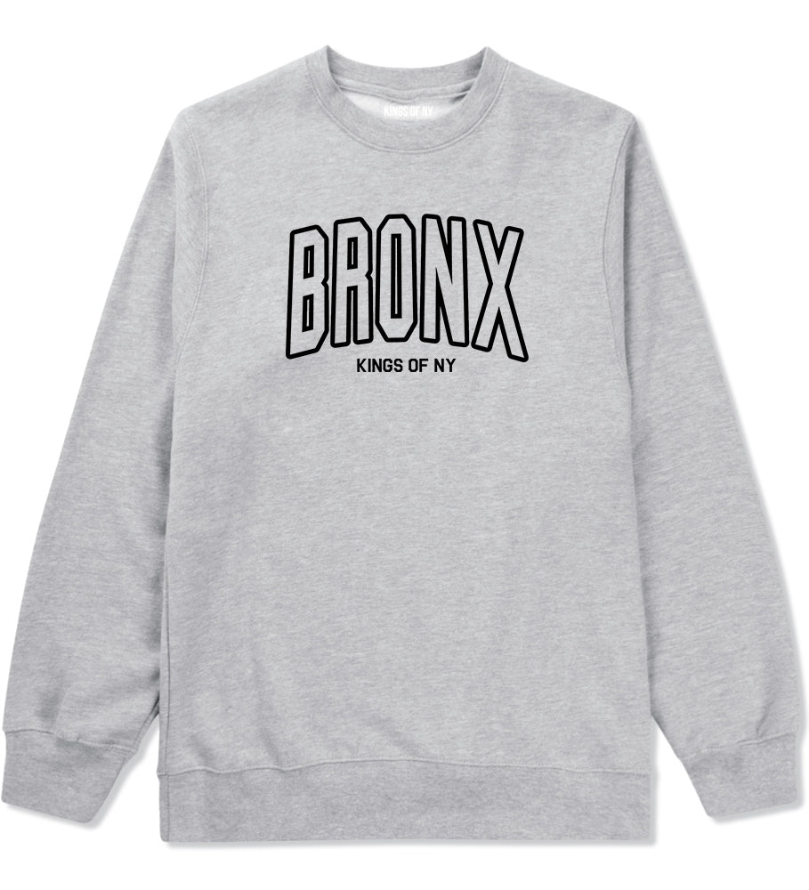 BRONX College Outline Mens Crewneck Sweatshirt Grey by Kings Of NY