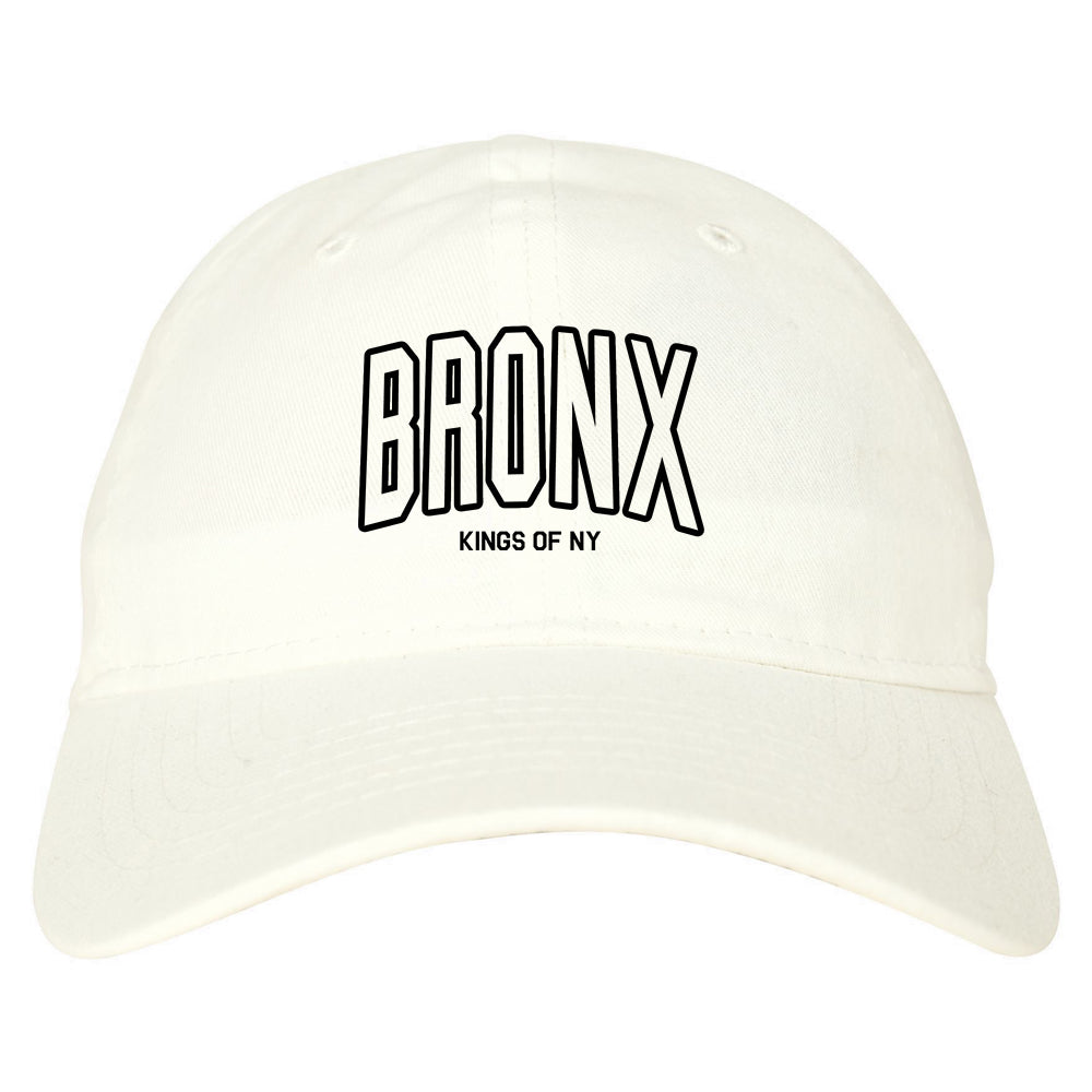 BRONX College Outline Mens Dad Hat Baseball Cap White
