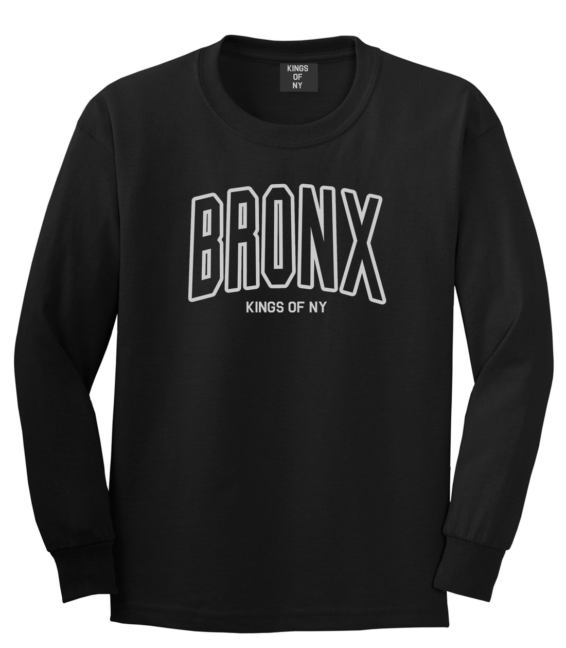 BRONX College Outline Mens Long Sleeve T-Shirt Black by Kings Of NY
