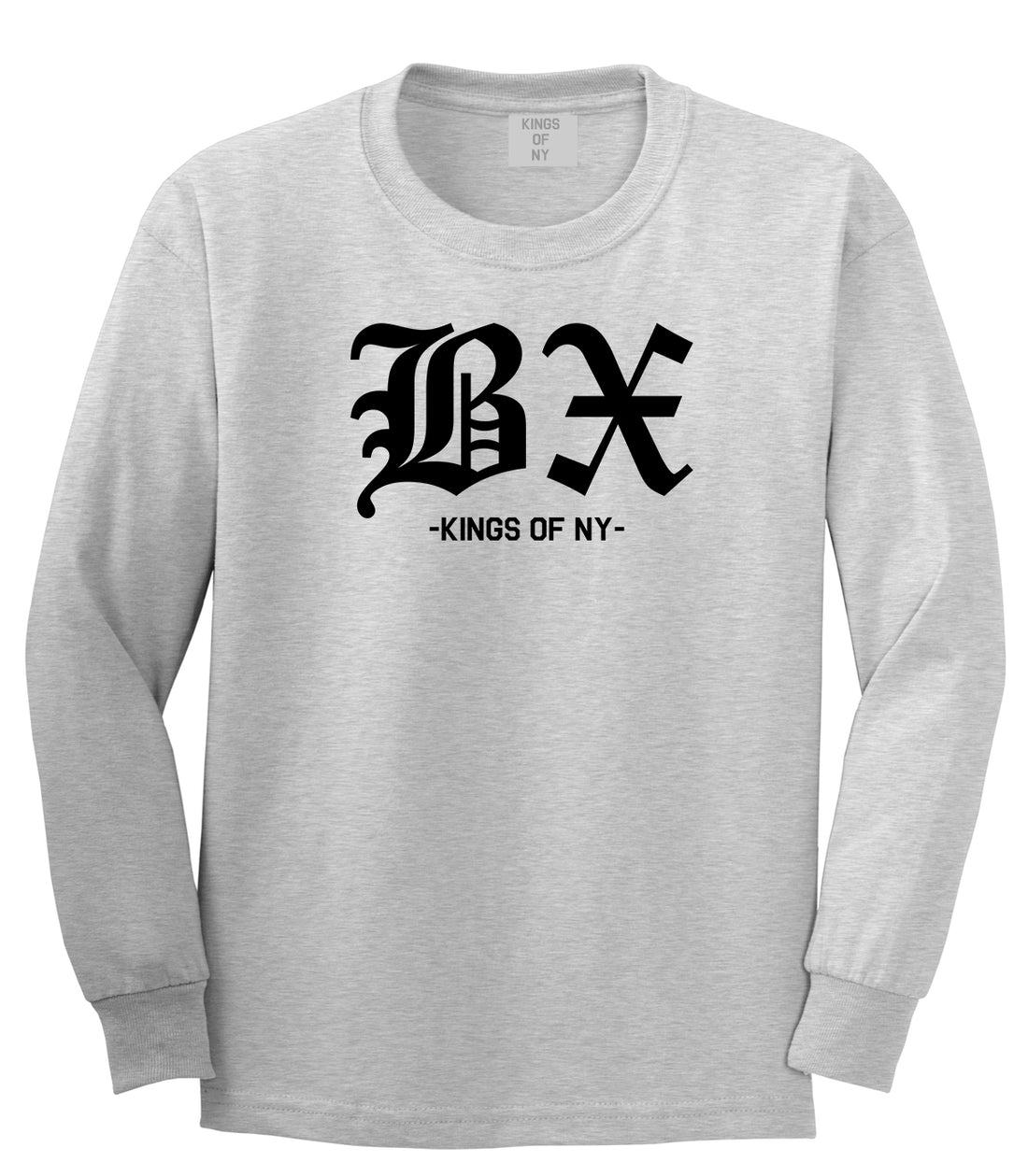 BX Old English Bronx New York Long Sleeve T-Shirt in Grey