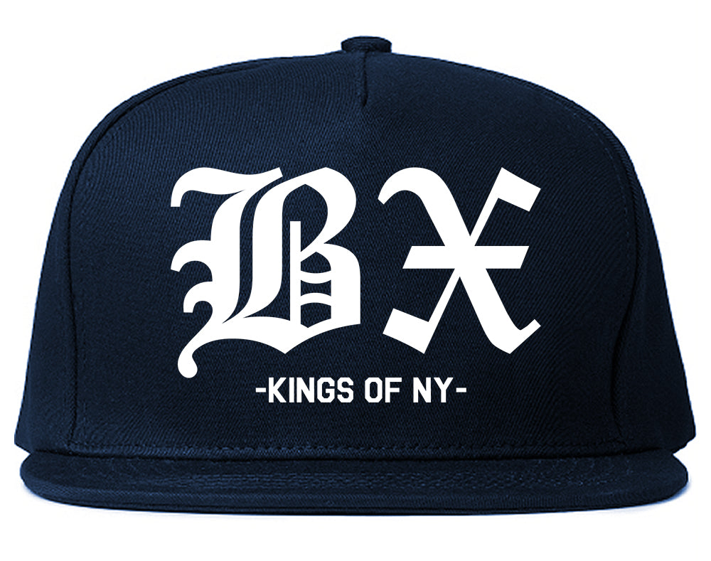 BX Old English Bronx New York Navy Blue Snapback Hat