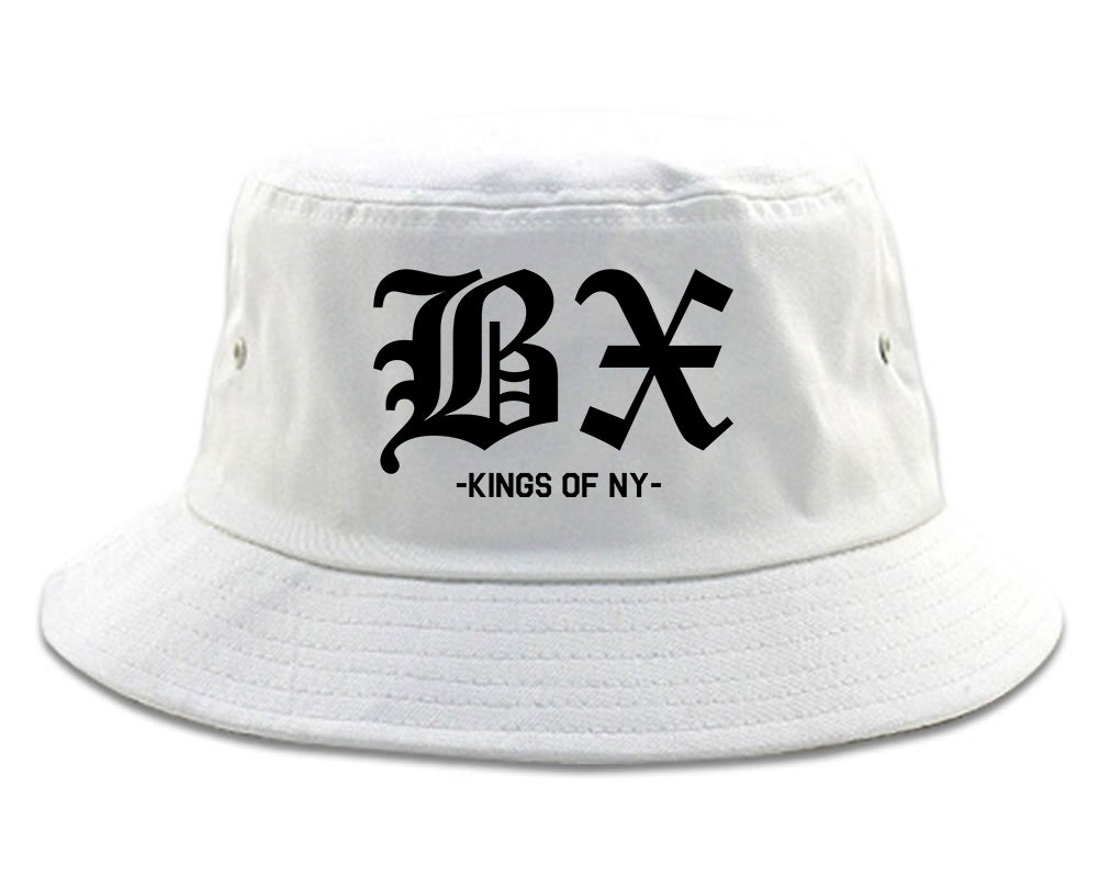 BX Old English Bronx New York White Bucket Hat