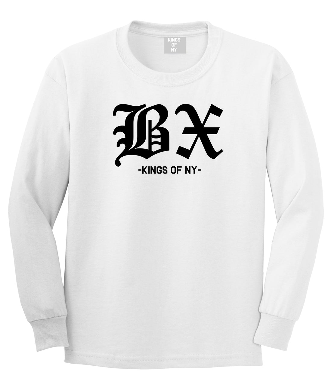 BX Old English Bronx New York Long Sleeve T-Shirt in White