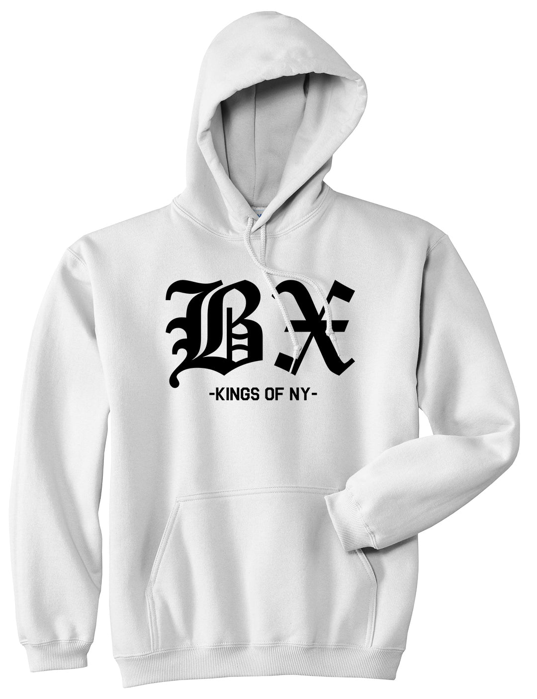 BX Old English Bronx New York Pullover Hoodie in White