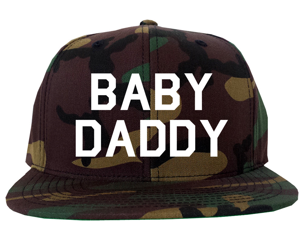 Baby Daddy Funny Fathers Day Mens Snapback Hat Green Camo