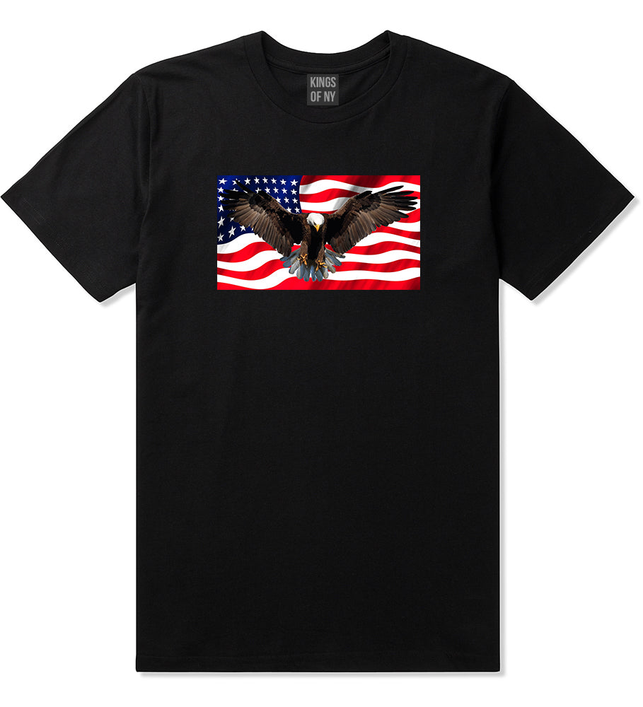 Bald Eagle American Flag Black T-Shirt by Kings Of NY