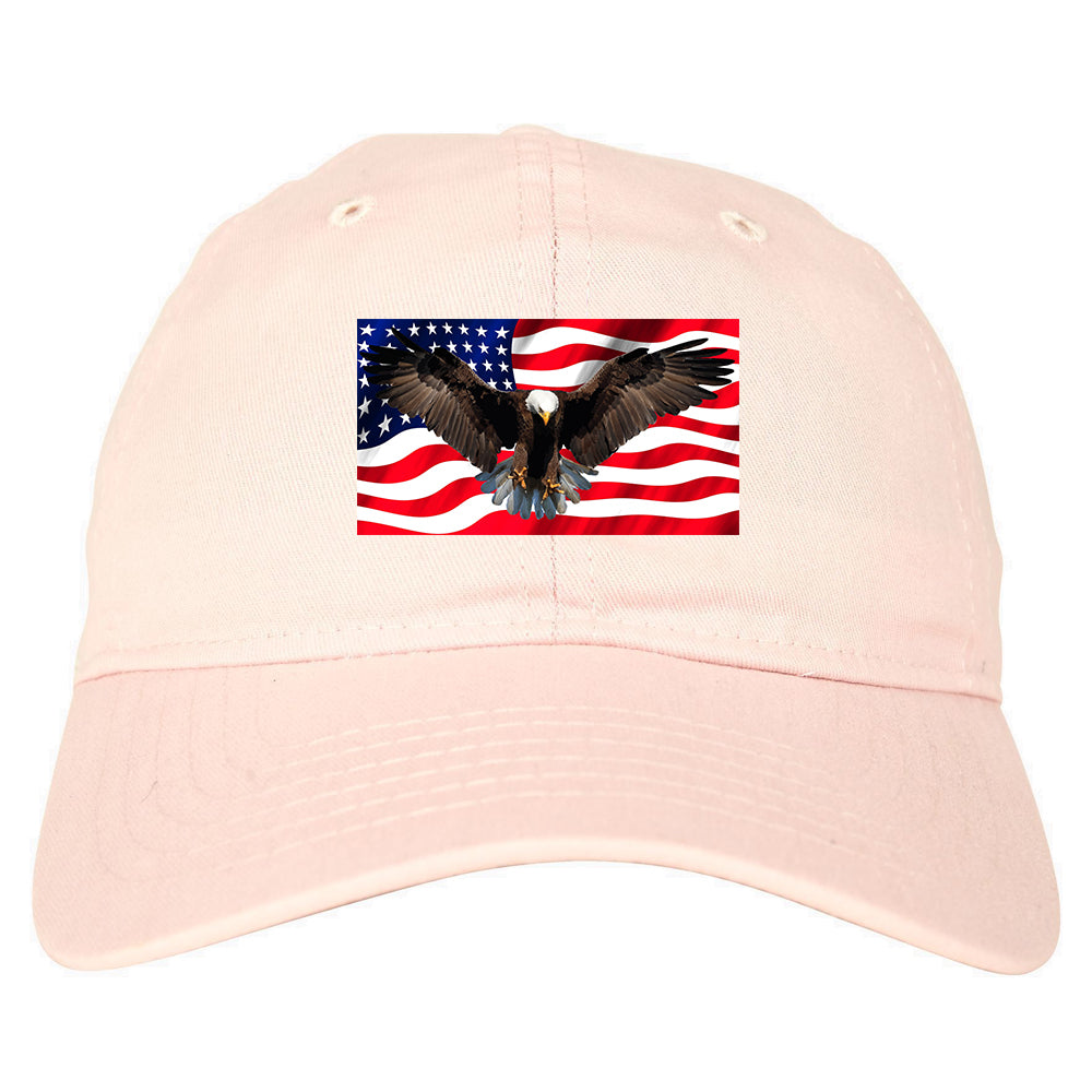 Bald Eagle American Flag Dad Hat Baseball Cap Pink
