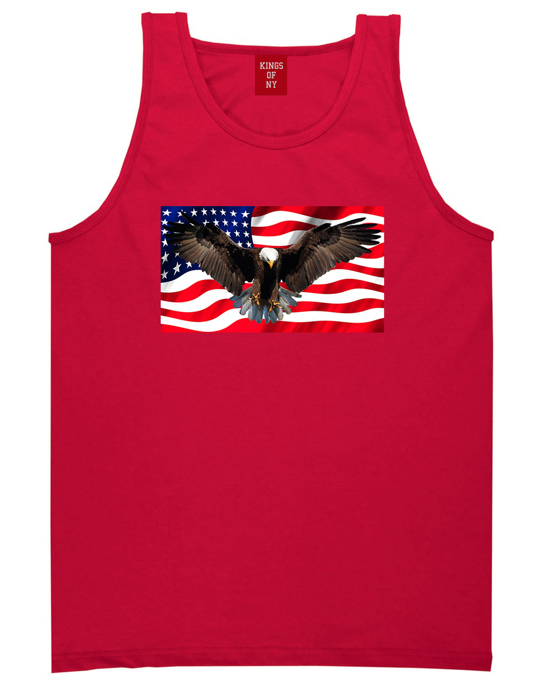 Bald Eagle American Flag Red Tank Top Shirt by Kings Of NY