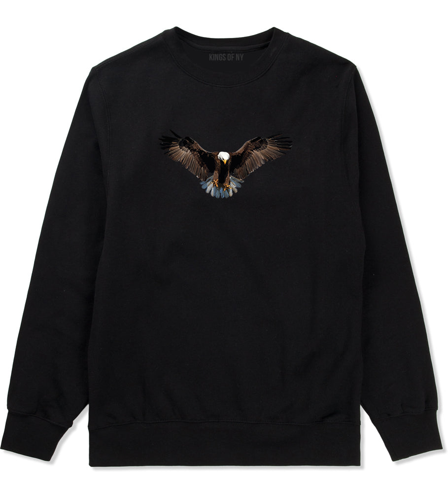 Bald Eagle Wings Spread Black Crewneck Sweatshirt by Kings Of NY