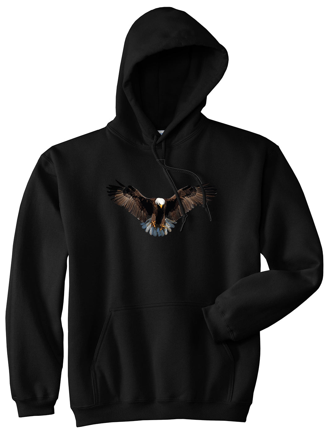 Bald Eagle Wings Spread Black Pullover Hoodie by Kings Of NY