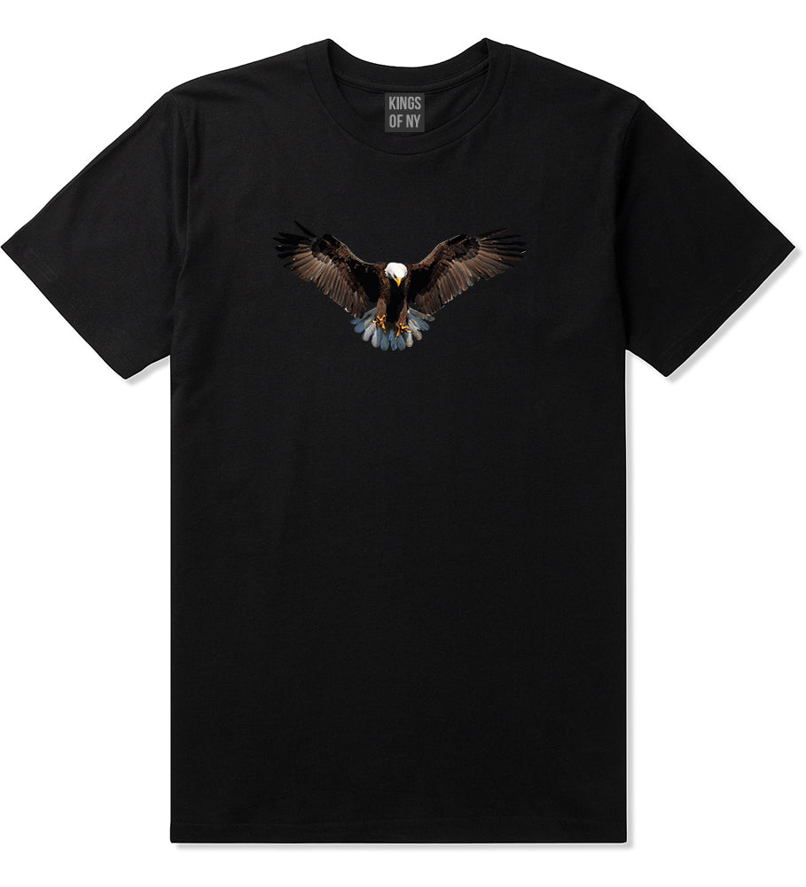 Bald Eagle Wings Spread Black T-Shirt by Kings Of NY