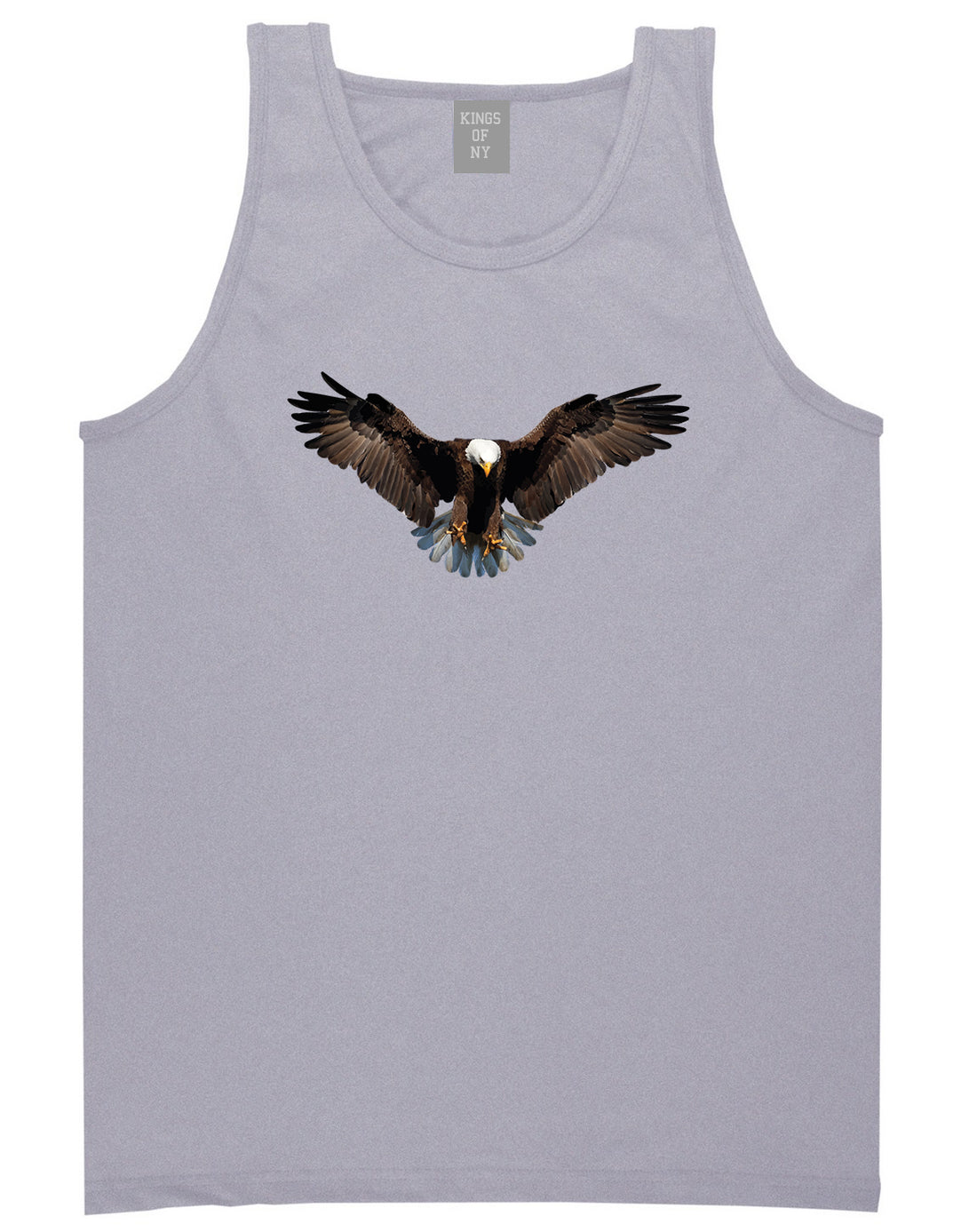 Bald Eagle Wings Spread Grey Tank Top Shirt by Kings Of NY