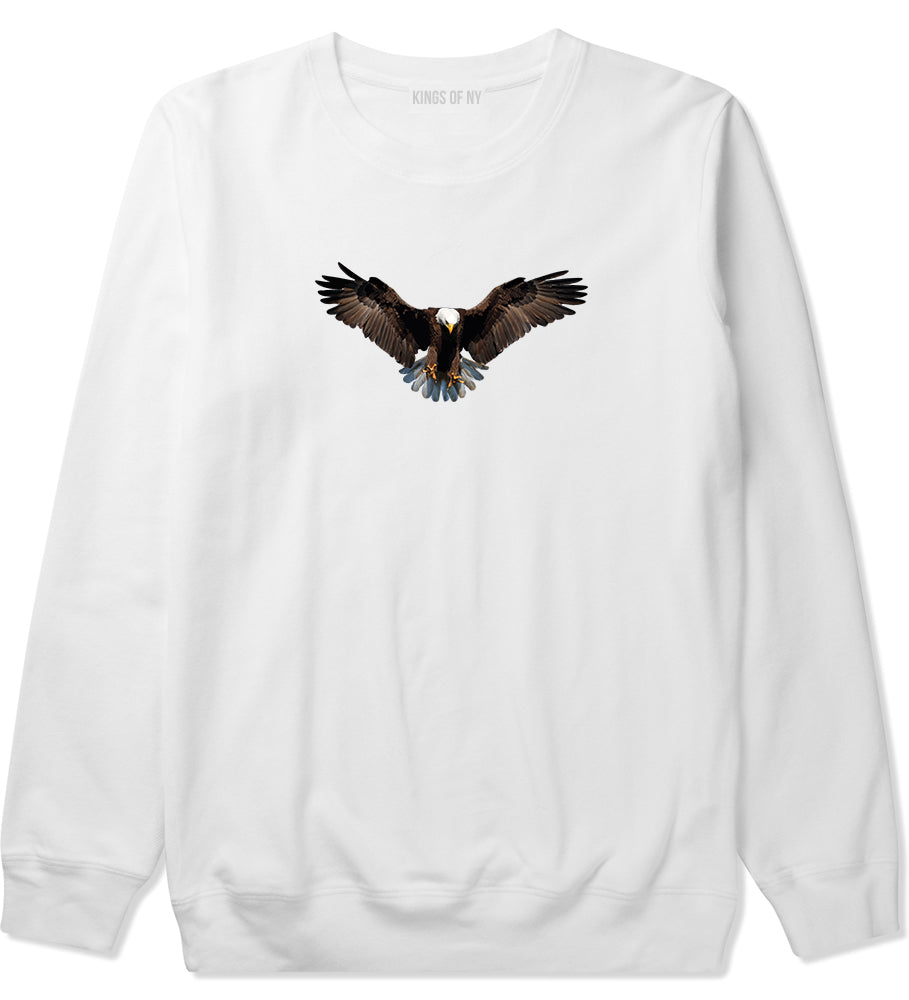 Bald Eagle Wings Spread White Crewneck Sweatshirt by Kings Of NY