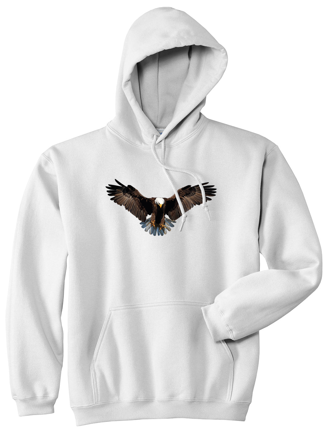 Bald Eagle Wings Spread White Pullover Hoodie by Kings Of NY