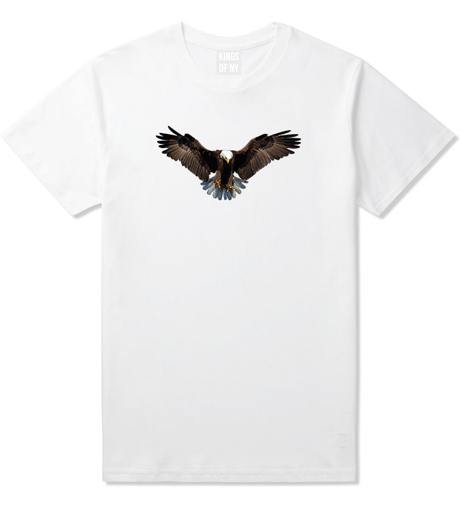 Bald Eagle Wings Spread White T-Shirt by Kings Of NY