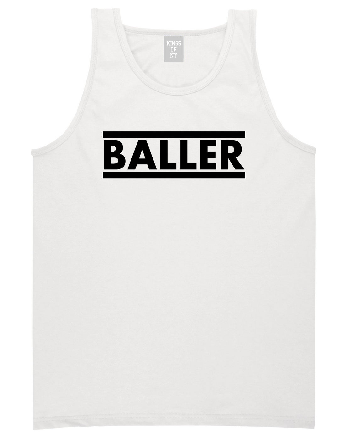 Baller White Tank Top Shirt by Kings Of NY