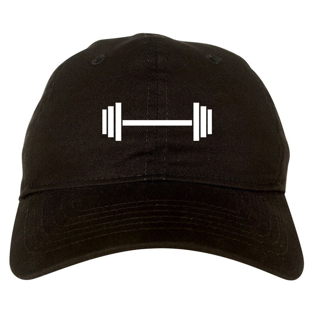 Barbell Workout Gym Dad Hat Baseball Cap Black