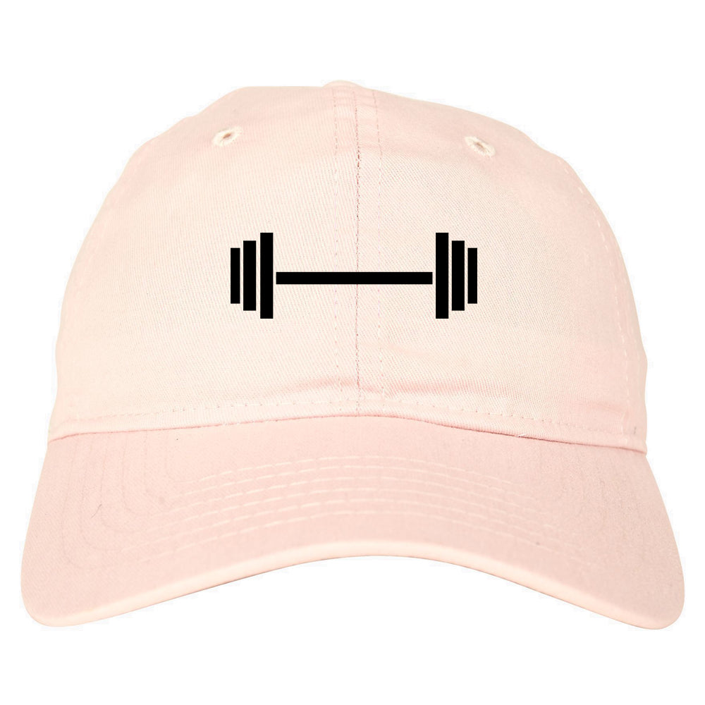 Barbell Workout Gym Dad Hat Baseball Cap Pink