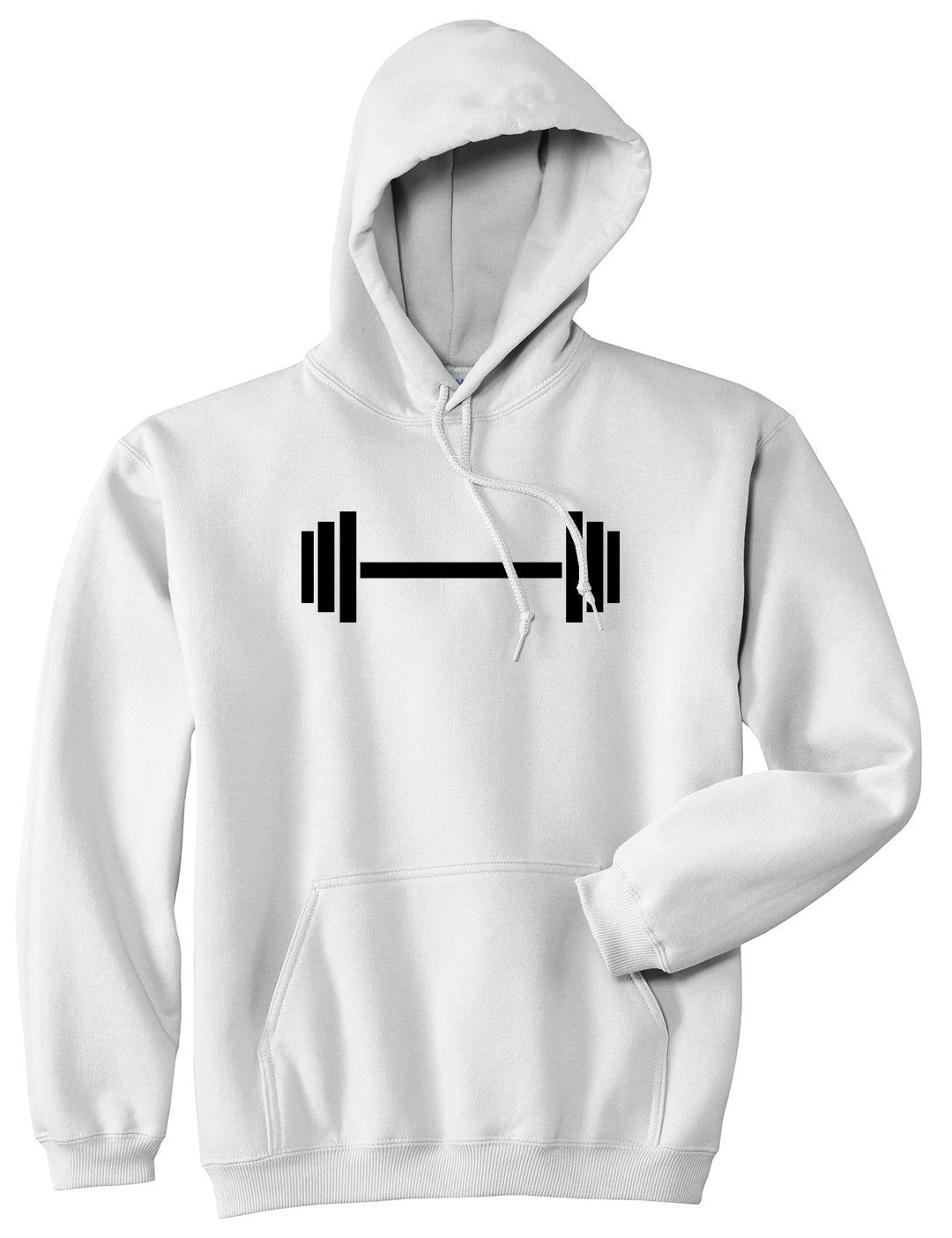 Barbell Workout Gym White Pullover Hoodie by Kings Of NY