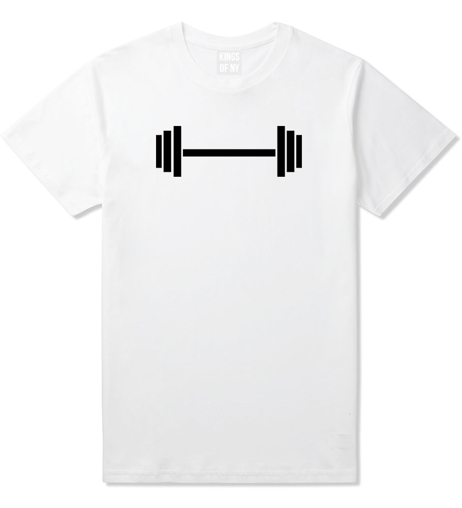 Barbell Workout Gym White T-Shirt by Kings Of NY
