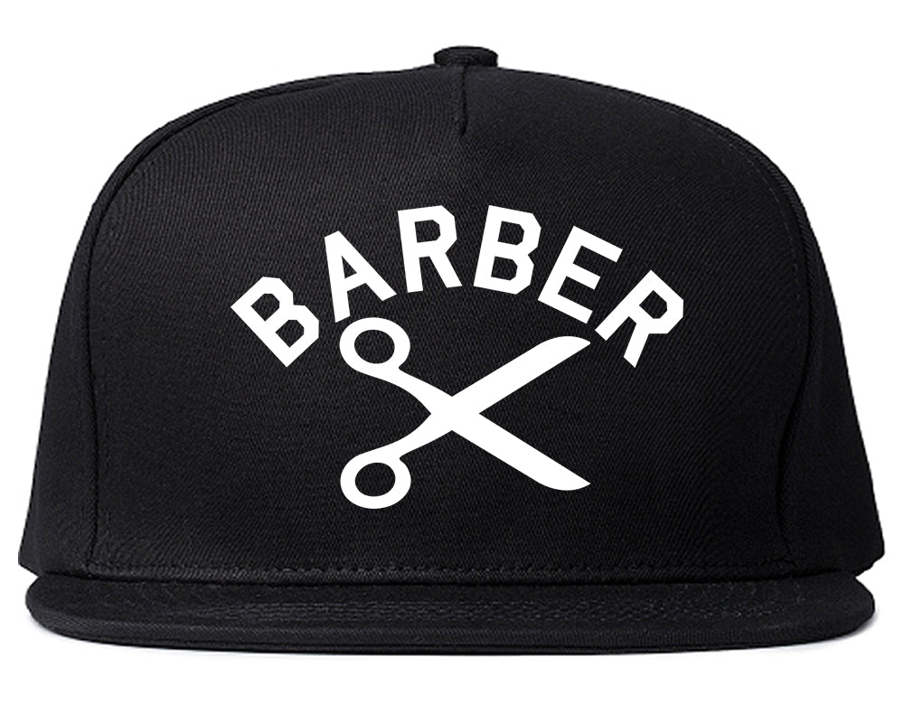 Barber Scissors Snapback Hat Black