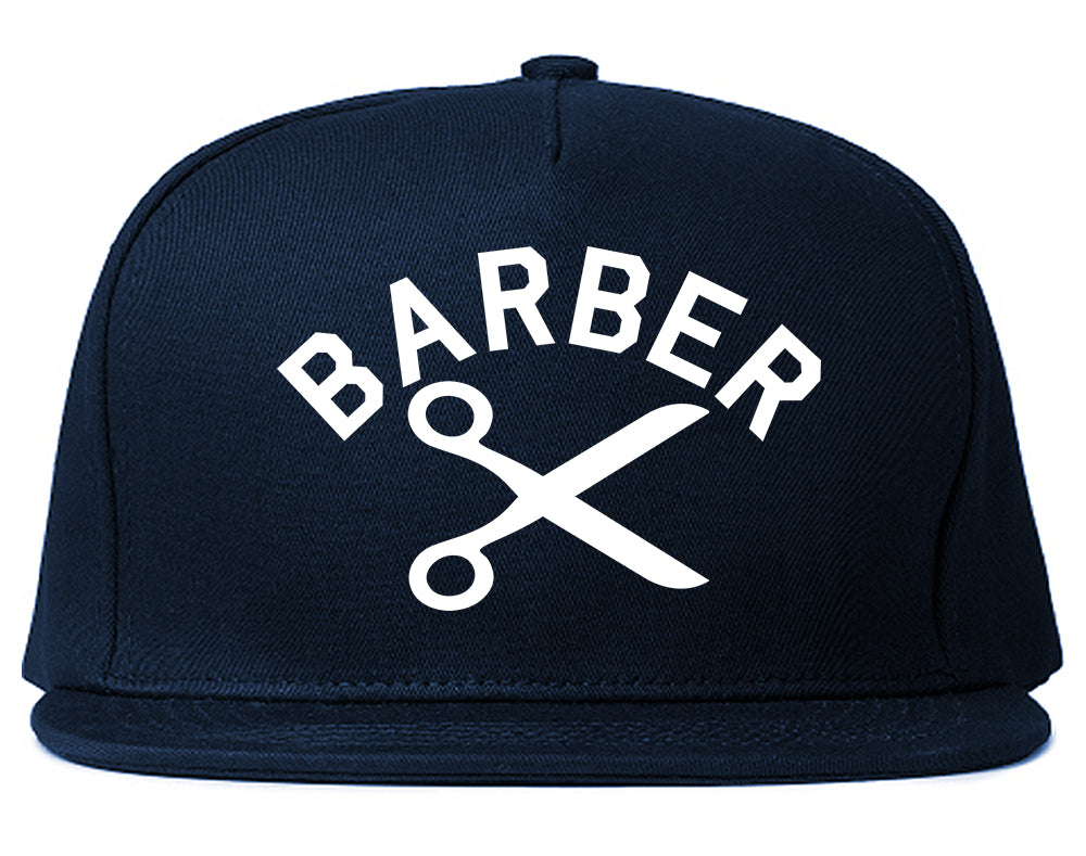 Barber Scissors Snapback Hat Blue