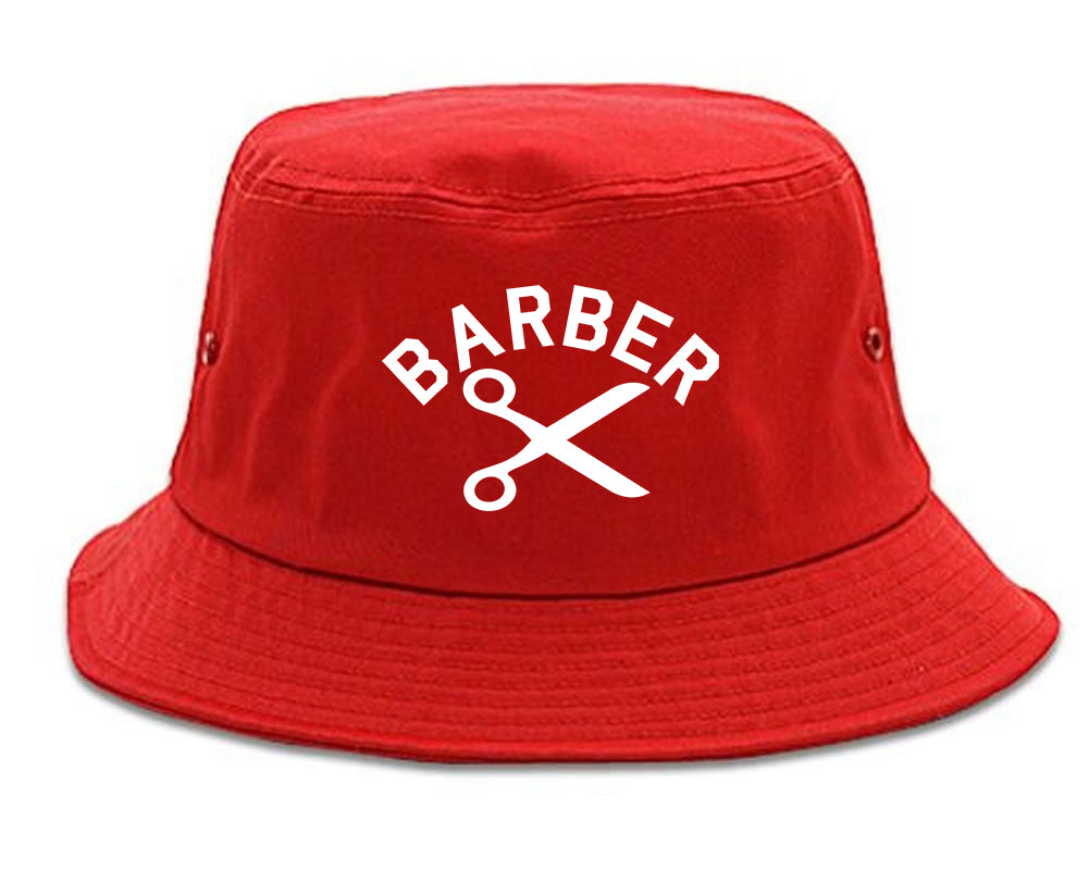 Barber Scissors Bucket Hat Red