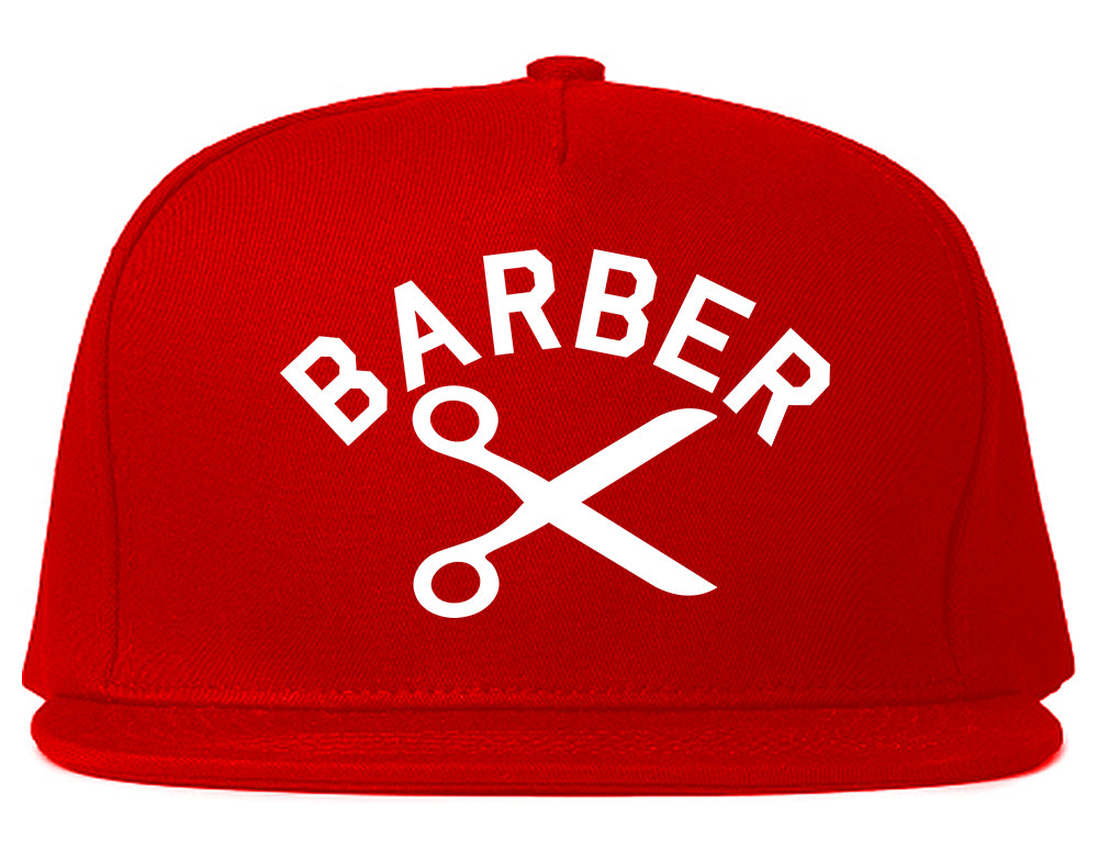 Barber Scissors Snapback Hat Red