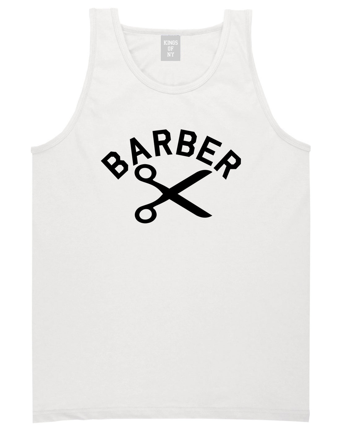 Barber Scissors White Tank Top Shirt by Kings Of NY