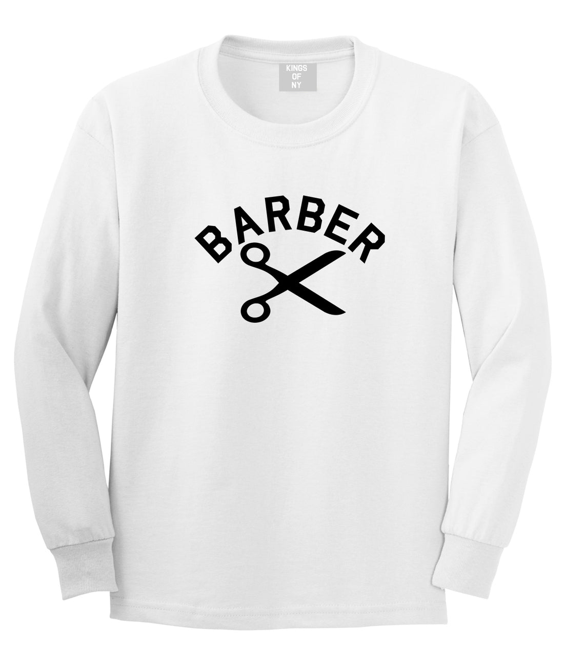 Barber Scissors White Long Sleeve T-Shirt by Kings Of NY
