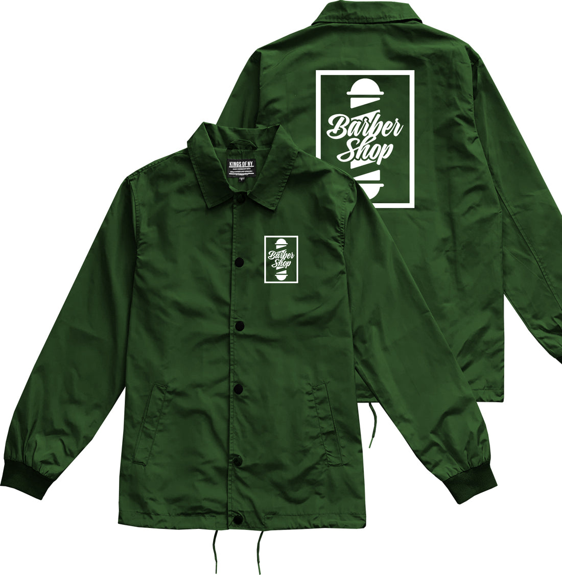 Barbershop Pole Chest Green Coaches Jacket by Kings Of NY