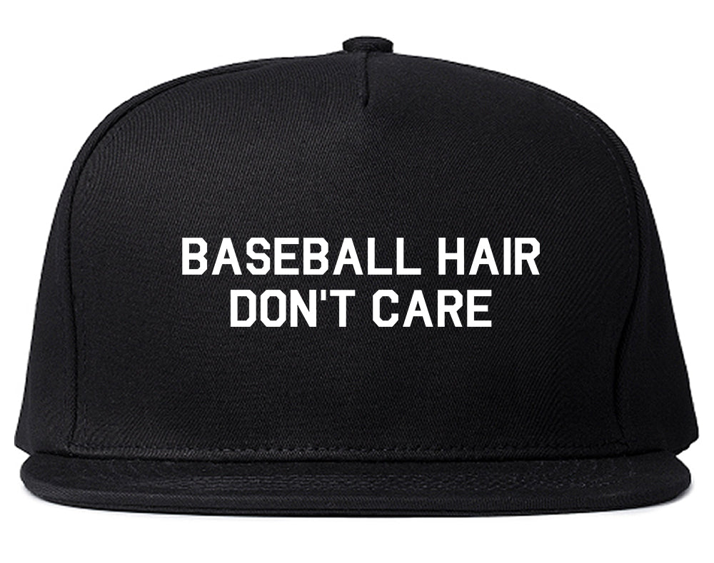 Baseball Hair Dont Care Snapback Hat Black