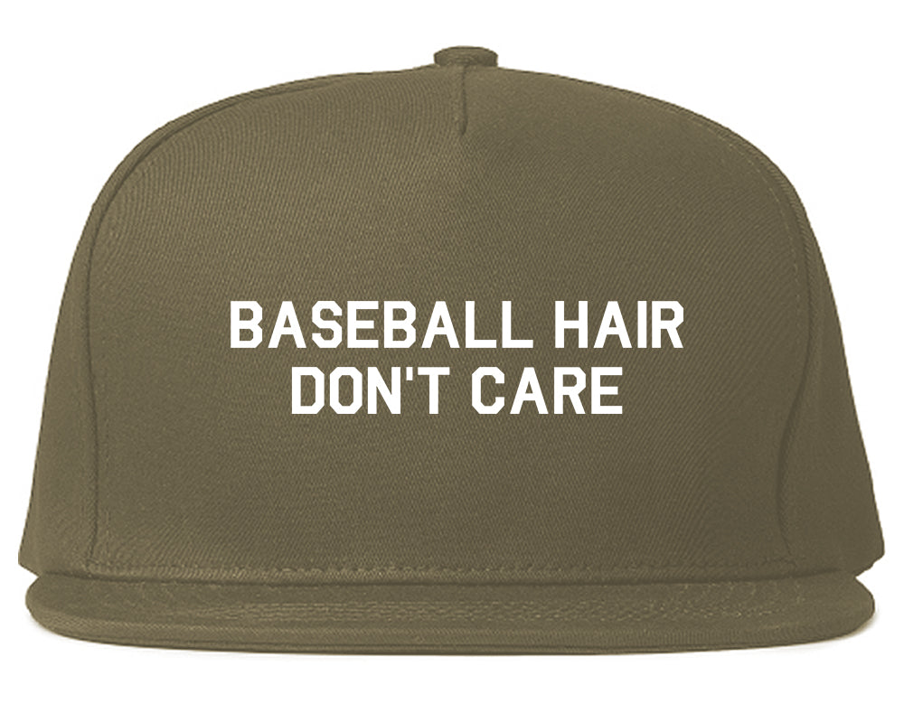 Baseball Hair Dont Care Snapback Hat Grey