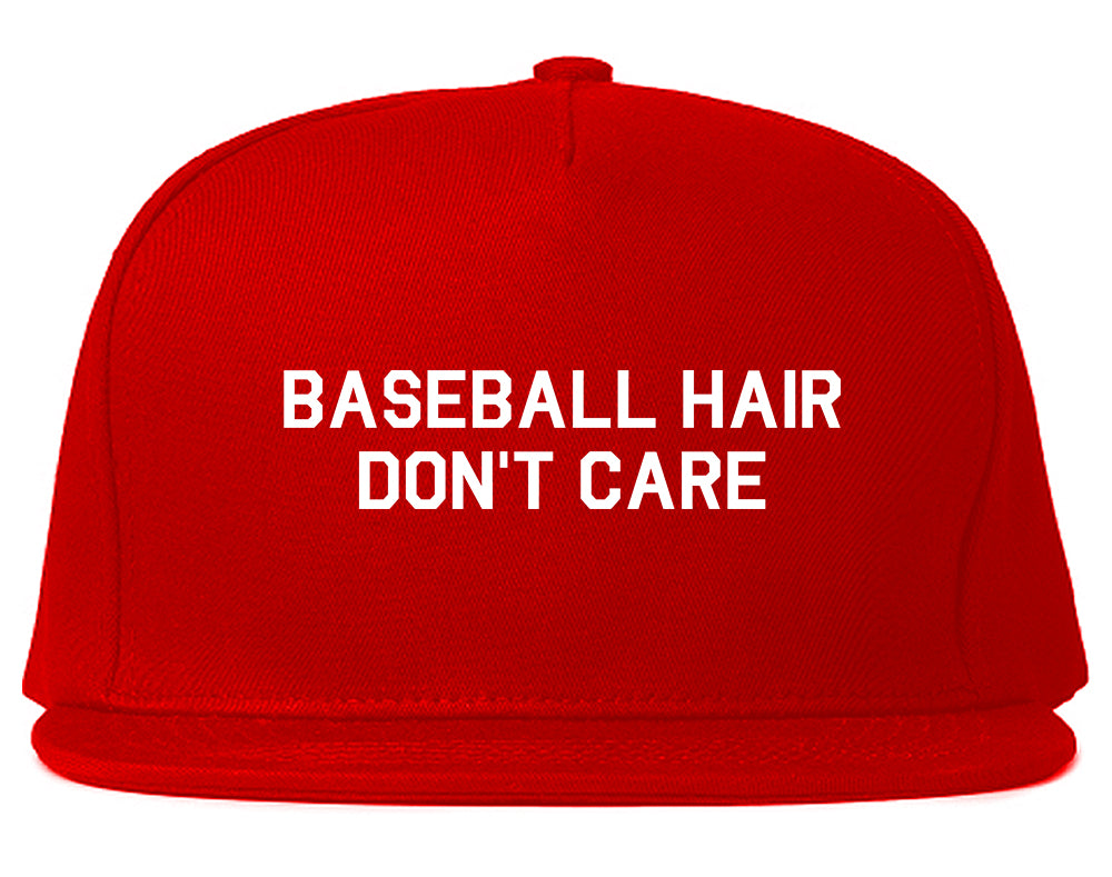 Baseball Hair Dont Care Snapback Hat Red