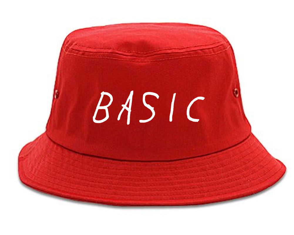 Basic Plain Bucket Hat Red