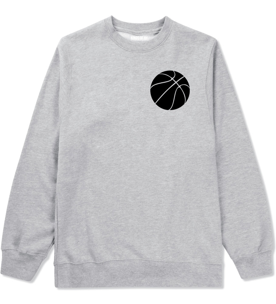 Basketball Logo Chest Grey Crewneck Sweatshirt by Kings Of NY