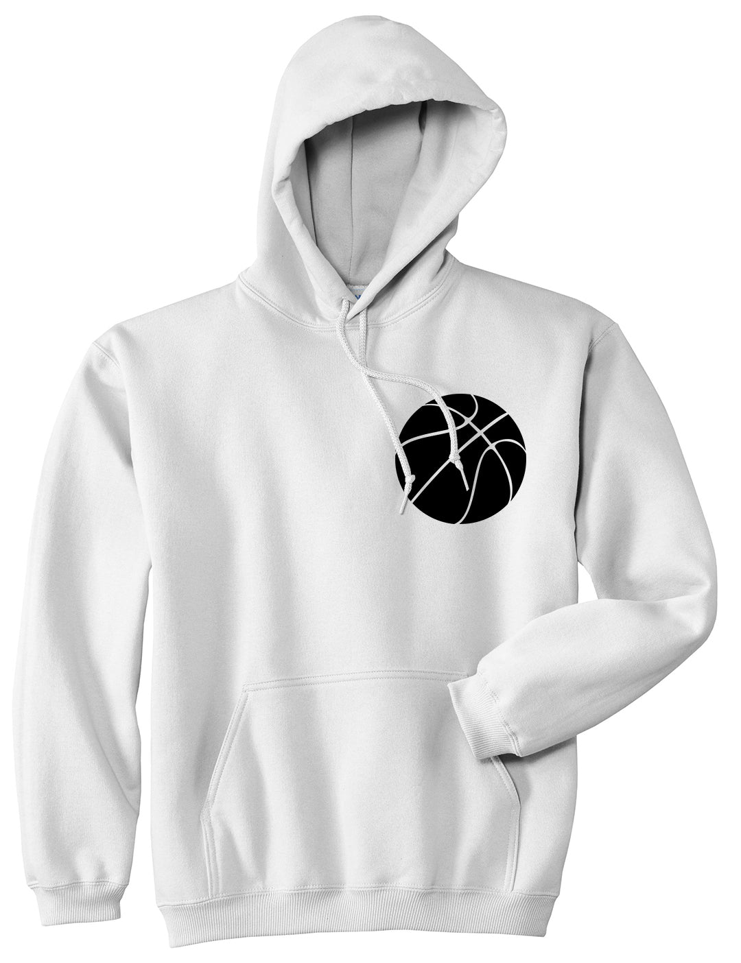 Basketball Logo Chest White Pullover Hoodie by Kings Of NY